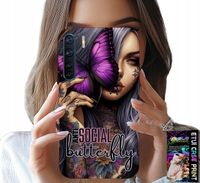 ETUI DO OPPO A91 - ANTI SOCIAL BUTTERFLY RÓŻOWY MOTYL + SZKŁO