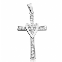 SREBRNY KRZYŻYK OZDOBNY Z CYRKONIAMI PRÓBA SREBRA 925