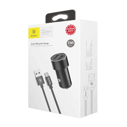 Baseus Small Screw Ładowarka samochodowa 2xUSB, 3.4 A+kabel USB-C 2 na Arena.pl