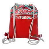 Worko-Plecak Czerwony z Motywem Fal – Handmade z Ukrytą Kieszenią na Zamek