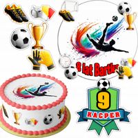 ZESTAW OPŁATEK NA TORT 20CM + 16 POSTACI- PIŁKA NOŻNA SPORT +IMIĘ 15CM 18CM