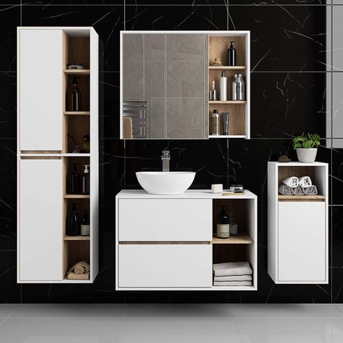 SZAFKA ŁAZIENKOWA WISZĄCA VAMI W35 1D 1W BIAŁA / DĄB SONOMA na Arena.pl