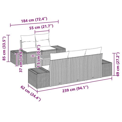 Zestaw Sof na Ogród 6 pcs Czarny i biały na Arena.pl