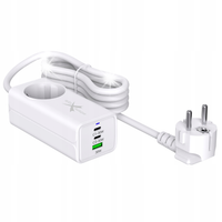 Ładowarka sieciowa listwa 2x USB-C Typ-C +USB +gniazdko 230V GaN evo 65W