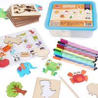 zestaw kreatywny szablony do malowania drewniane puzzle outlet
