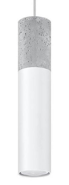 Wisząca LAMPA skandynawska SL.0647 metalowa OPRAWA tuba ZWIS okrągły beton biały zdjęcie 1