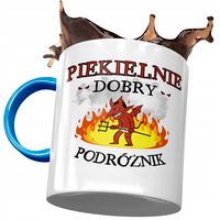 Kubek Błękitny Dla Podróżnika Piekielnie Dobry Z Nadrukiem Ze Zdjęciem