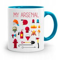 Kubek Błękitny Dla Strażaka Sprzęt Strażaka Z Nadrukiem Ze Zdjęciem