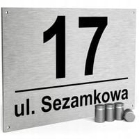 NUMER DOMU 32x21cm TABLICZKA ADRESOWA Z NUMEREM DOMU NUMER NA DOM SREBRNA