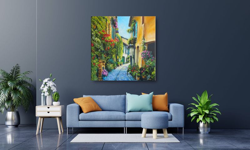 OBRAZ NA PŁÓTNIE 063 Miejska alejka 40x40cm zdjęcie 4