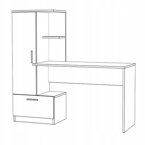 Nowoczesne biurko z regałem REGI BIAŁY REGAŁ BIURKO SZUFLADA UCHWYTY na Arena.pl