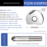 Płytka kulowa T2139 do freza kulowego Wer. do aluminium P3200-D20 R10