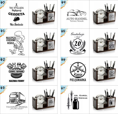 Nowoczesny przybornik z zegarem z Twoim tekstem imieniem DLA KSIĘGOWEJ na Arena.pl