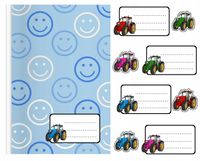 NAKLEJKI NA ZESZYT ZESZYTY NALEPKA 8szt - TRAKTOR ROLA WZORY + GRATIS