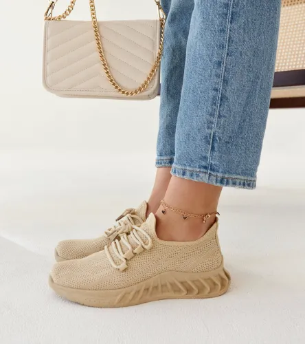 Beżowe materiałowe sneakersy Weekley 36 na Arena.pl