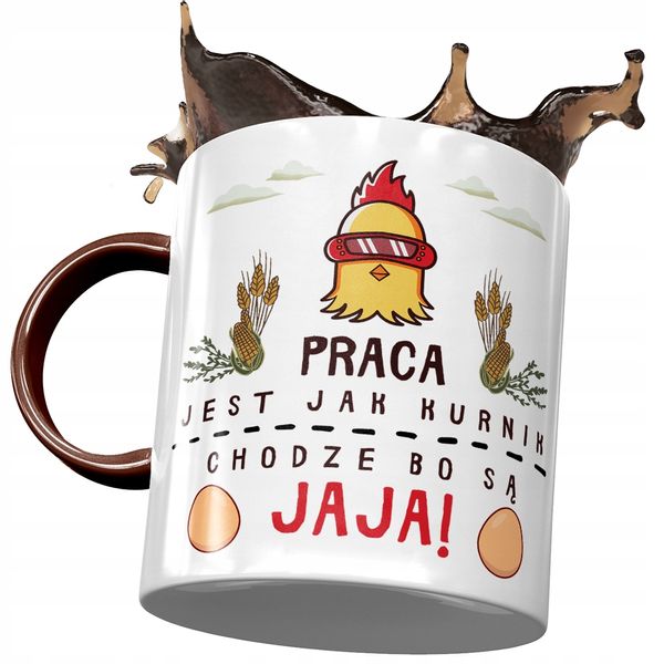 Kubek Bordowy Śmieszny Praca Jest Jak Kurnik Z Nadrukiem Ze Zdjęciem zdjęcie 1