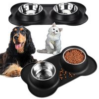 Miska Podwójna dla Psa Kota Antypoślizgowa + Podkładka pod Miski