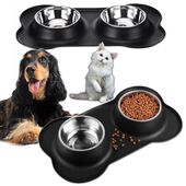 Miska Podwójna dla Psa Kota Antypoślizgowa + Podkładka pod Miski
