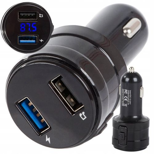 Transmiter Bluetooth FM MP3 + Ładowarka Samochodowa 2x USB czarny na Arena.pl