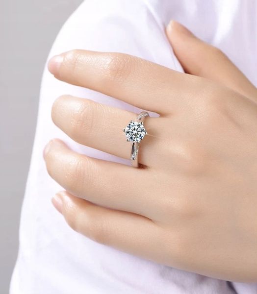 Pierścionek Moissanit 6,5 mm 1 karat srebro 925 rozmiar 22 PL zdjęcie 2