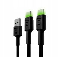 2x Kabel USB-C Typ C 2m LED Green Cell Ray z szybkim ładowaniem UC, QC 3,0