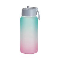 Butelka sportowa 750 ml z matowego szkła do sublimacji - różowo-zielona