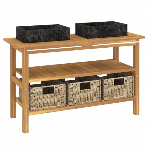 Szafka łazienkowa z czarnymi, marmurowymi umywalkami, tek na Arena.pl