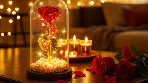 Wieczna róża w szkle kopuła led szkło świecąca lampka na prezent wzór 4 na Arena.pl