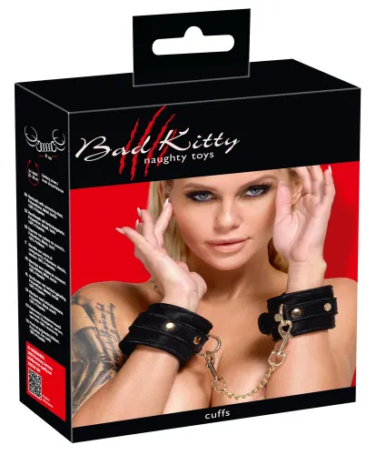 bad kitty kajdanki aksamitne regulowane czarny złote detale na Arena.pl