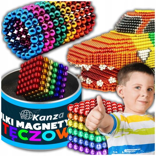 DUŻE KULKI MAGNETYCZNE 216 DZIECI 5MM ANTYSTRESOWE GRA KOLOROWE PREZENT XXL na Arena.pl