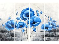120CM 80 OBRAZ 4 ELEM NIEBIESKIE MAKI ŚCIENNY
