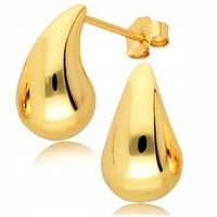 Złote Kolczyki 925 Krople Łezki Sztyfty Srebro Złocone Prezent dla Kobiety