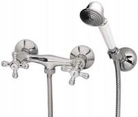 2X BATERIA NATRYSKOWA PRYSZNICOWA DWUUCHWYTOWA ŚCIENNA RETRO CHROM DIAMOND
