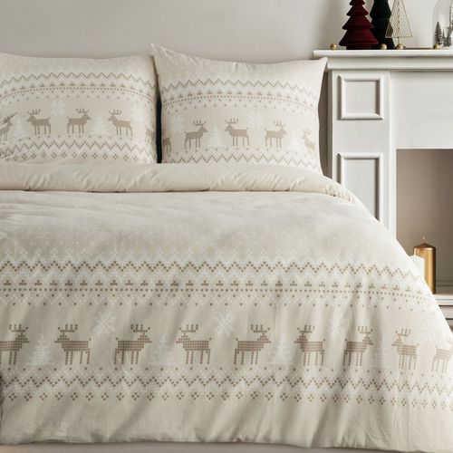 Świąteczny komplet pościeli bawełnianej Boże Narodzenie 140x200 LUKE beżowy na Arena.pl