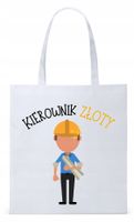 Dla Budowlańca Prezent Torba Eco Biała Shopper Z Nadrukiem Ze Zdjęciem