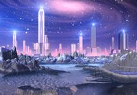 FOTOTAPETA WIDOK GALAXY SKAŁY WIEŻOWCE