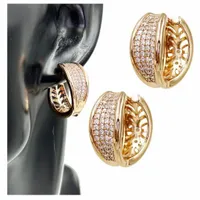 Kolczyki złote kółka SZEROKIE KOŁA cyrkonie stal chirurgiczna pozłacane