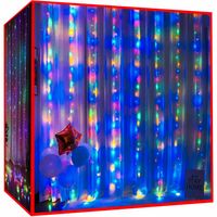 Lampki Choinkowe 300 LED Kurtyna Sople 3x3m Zewnętrzne Girlanda Świetlna