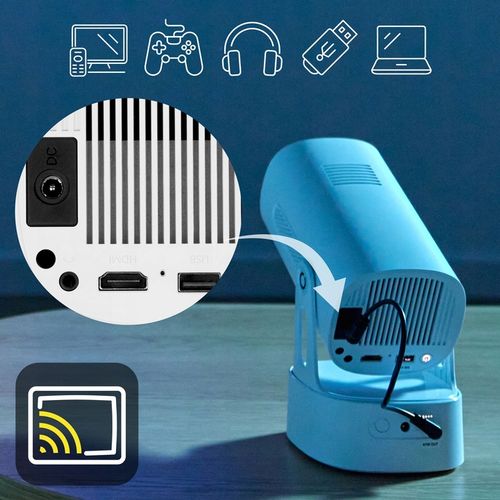 PROJEKTOR RZUTNIK ANDROID TV WIFI BEZPRZEWODOWY OBROTOWY LED PRZENOŚNY na Arena.pl