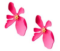 Zjawiskowe neonowy róż kolczyki kwiatowe do ucha NA LATO WESELE imprezę