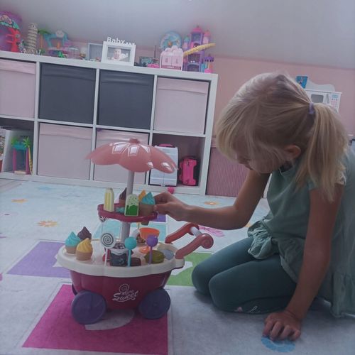 Cukiernia Lodziarnia Sklep Wózek na Kółkach Dźwięk Lody Zestaw + Akcesoria na Arena.pl
