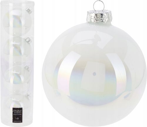 Bombki choinkowe białe szklane 4 szt zestaw ozdób świątecznych 10cm duże na Arena.pl