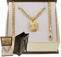 ZŁOTY PEŁNY ŁAŃCUSZEK MĘSKI PANCERKA Z MEDALIKEM PR 925/585 + GRAWER GRATIS