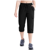 Spodnie trekkingowe damskie 3/4 cargo wodoodporne czarne sportowe XXL