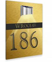 złota TABLICZKA ADRESOWA twój adres dibond lampka solarna nierdzewna 30x20