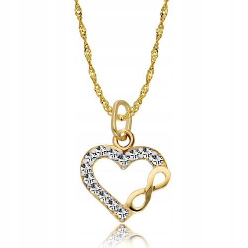 Złoty Łańcuszek ZŁOTO 333 Serce Nieskończoność Naszyjnik dla Kobiety Grawer na Arena.pl