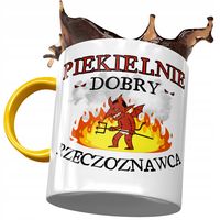 Kubek Żółty Dla Rzeczoznawcy Piekielnie Dobry Z Nadrukiem Ze Zdjęciem