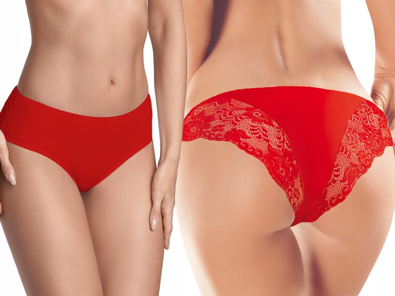 Ewana 065 Koronkowe Oryginalne Figi Czerwony XXL zdjęcie 1