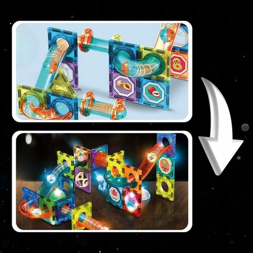 Klocki magnetyczne konstrukcyjne 49el 3D edukacyjne duży zestaw dla dzieci na Arena.pl