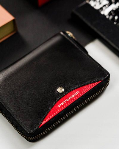 duży, skórzany portfel męski na zamek - peterson na Arena.pl